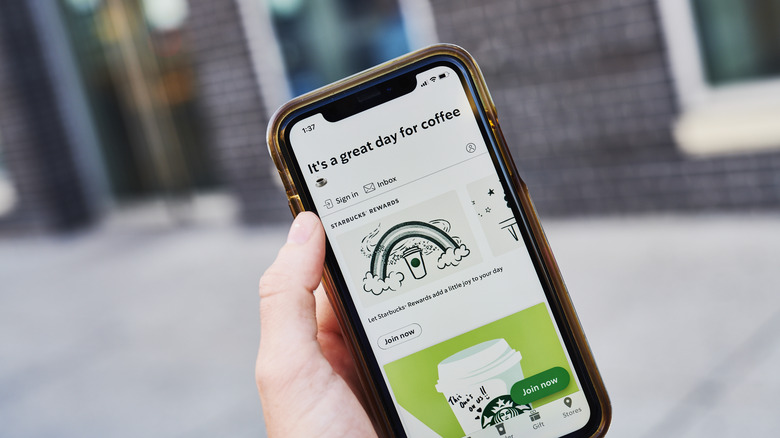 phone with starbucks app