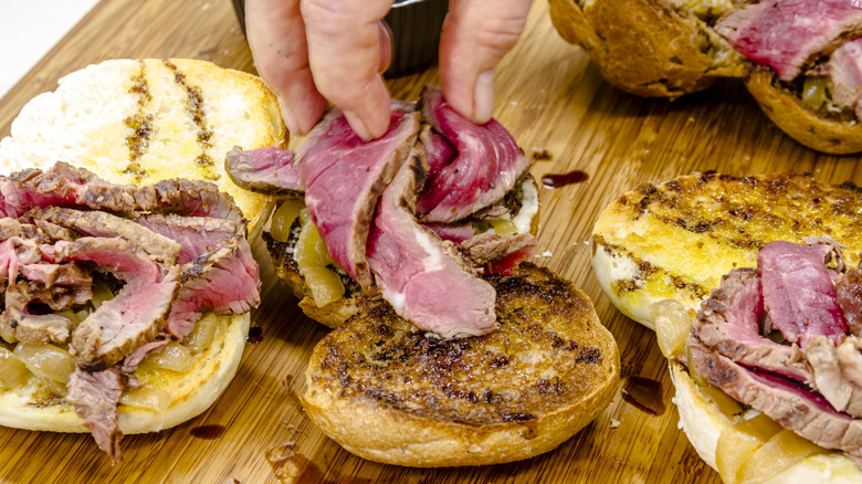 Steak sliders on toasted buns