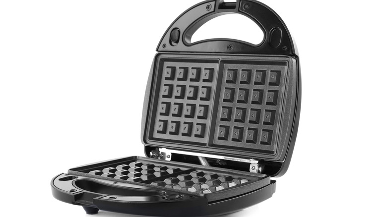 an open waffle iron