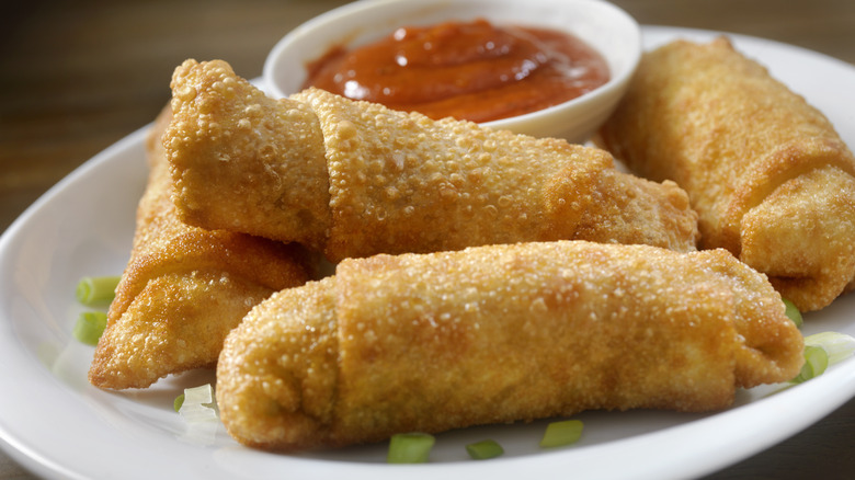 plate of egg rolls