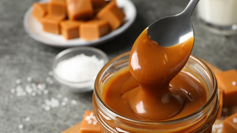 jar of salted caramel sauce