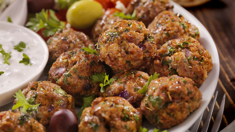 greek meatballs in a dish