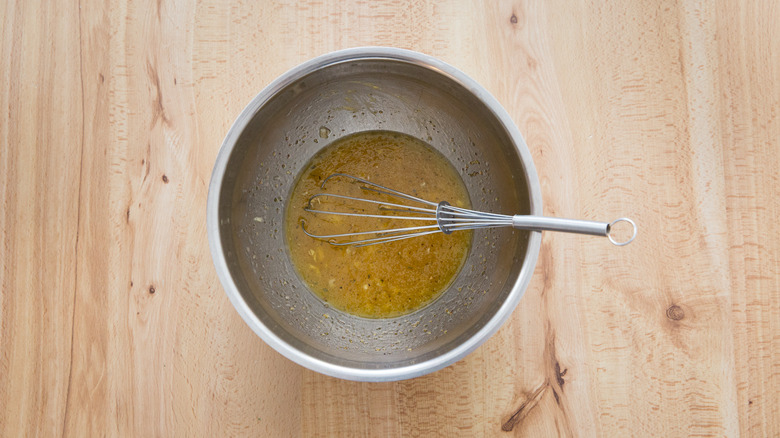 salad dressing in mixing bowl