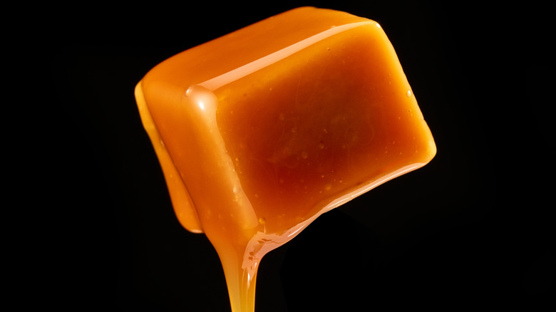 butterscotch piece suspended dripping sauce