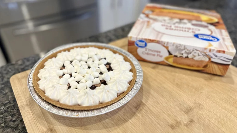 Chocolate pie on plate