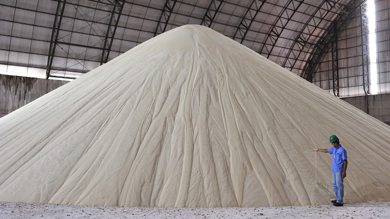 mound of sugar in warehouse