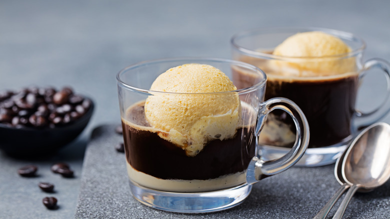 affogato dessert in clear cups