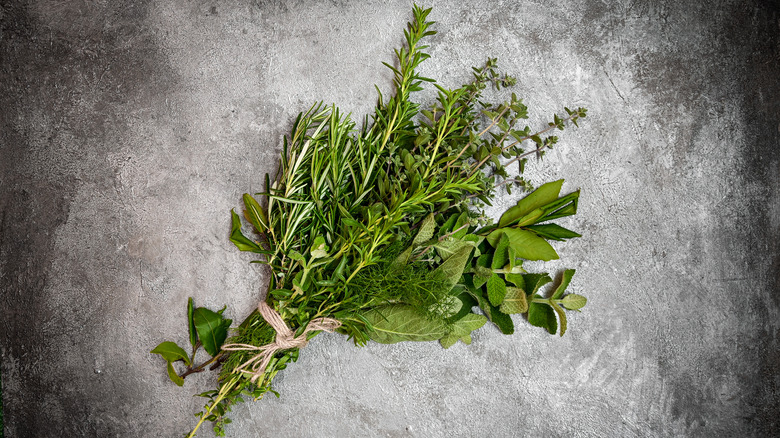 bundle of fresh herbs 