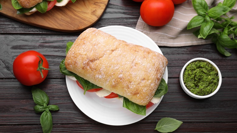 Caprese sandwich and tomatoes