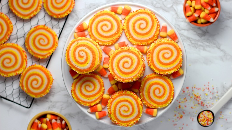 Candy corn spiral sugar cookies