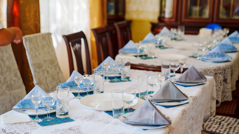 A fully set banquet table