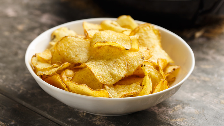 Bowl of salt and vinegar potato chips