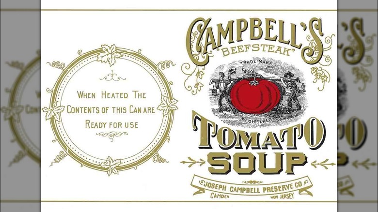 Campbell's Beefsteak Tomato Soup can label c. 1895