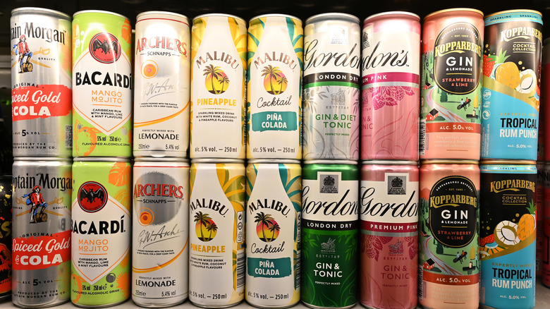 assortment of canned cocktails