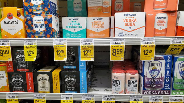 canned cocktail store shelves