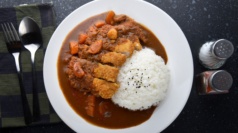 curry rice with tonkatsu