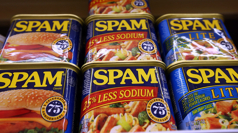 stacked tins of SPAM