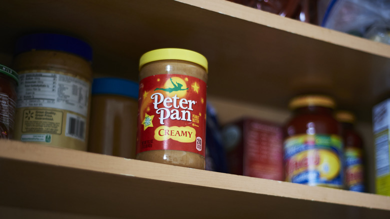 Peanut butter jar in pantry