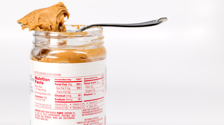 Peanut butter nutrition label