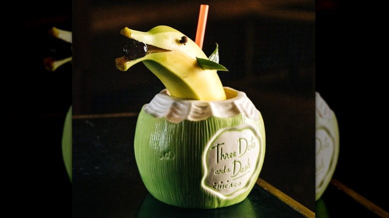 Banana Daiquiri garnished with a banana dolphin