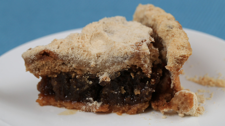 close up of slice of shoofly pie