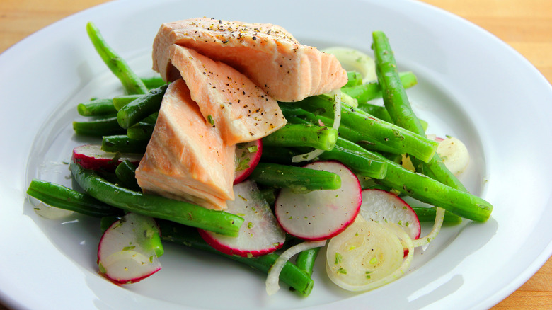 Poached salmon salad