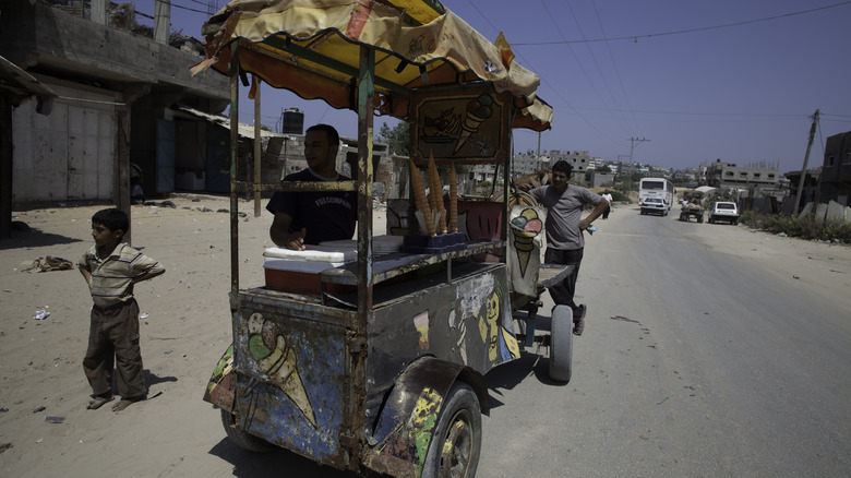 Ice cream vendor in gaza strip