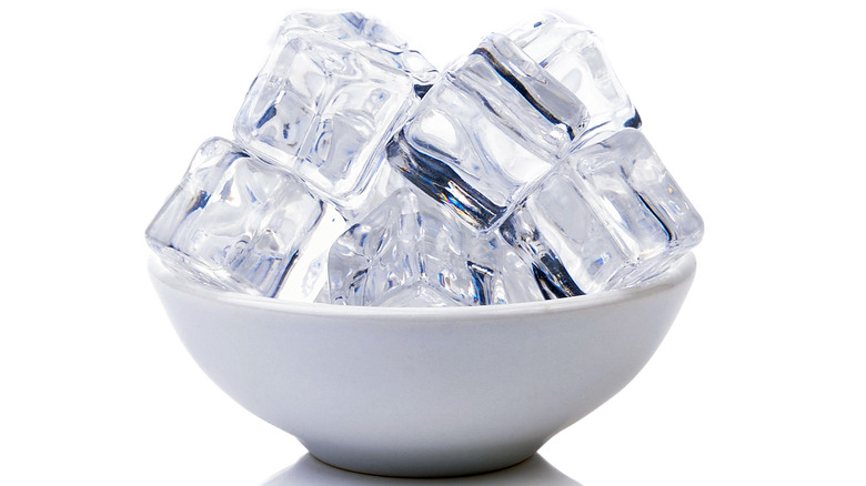 Ice cubes in a bowl