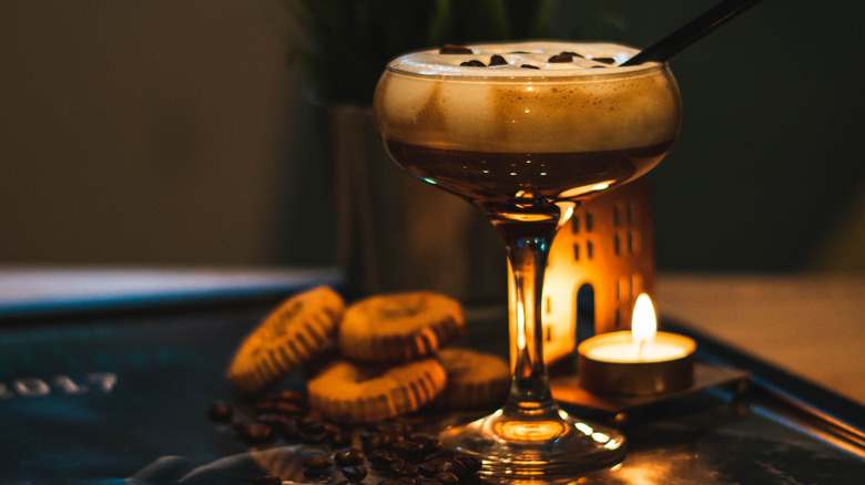 espresso martini by candlelight