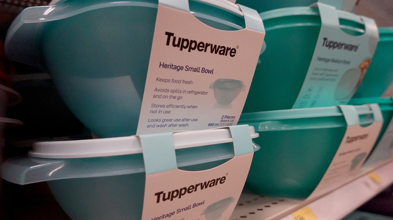 Tupperware containers on store shelf