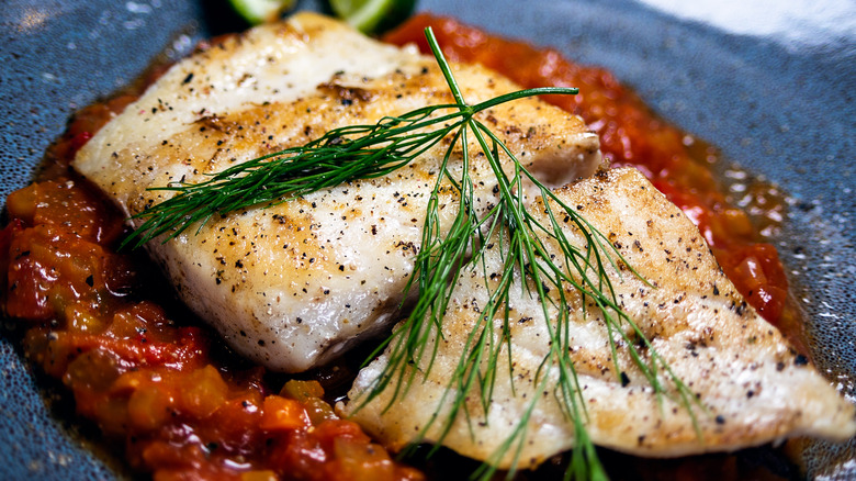 Mahi mahi served on plate