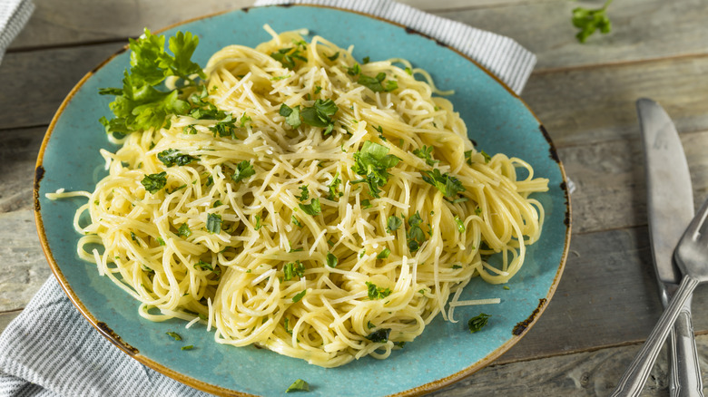 angel hair noodles with herbs