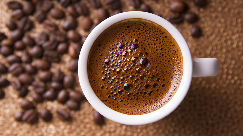 Turkish coffee with beans 