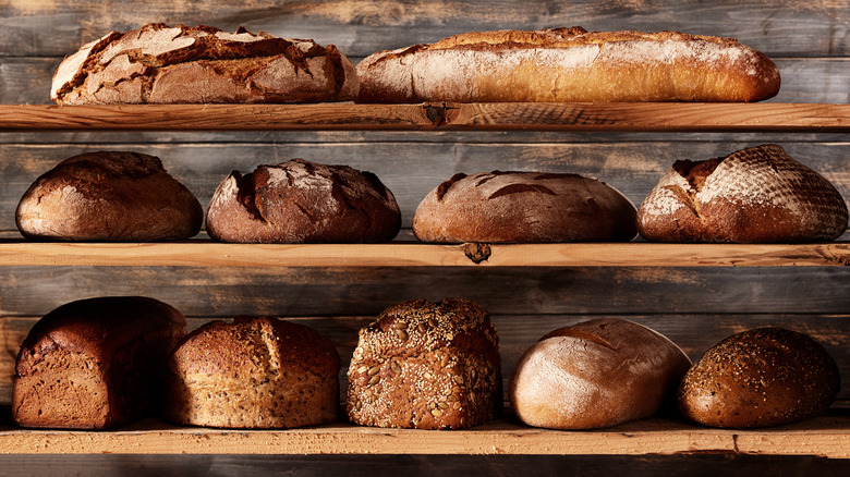 various loaves of rustic bread