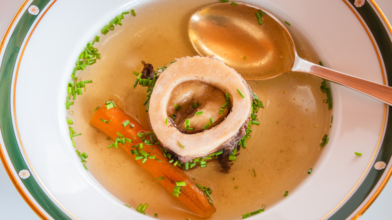 Beef bone marrow in consommé