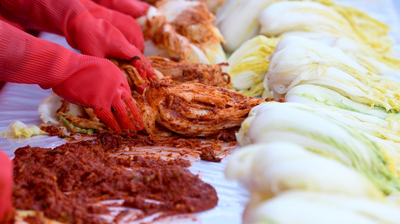 making kimchi