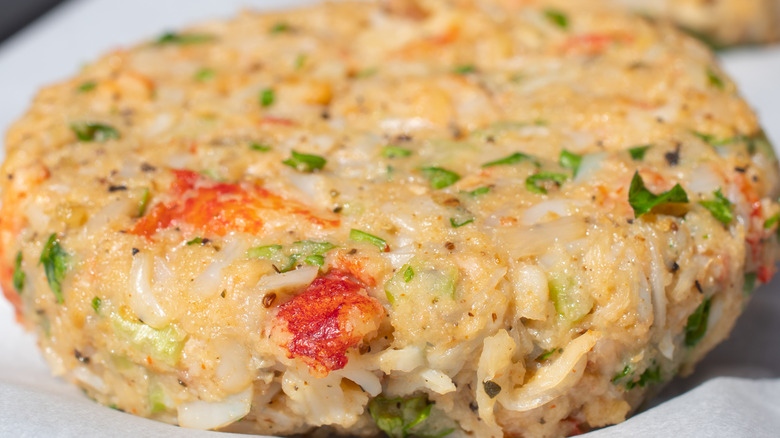 Close up of a crab cake