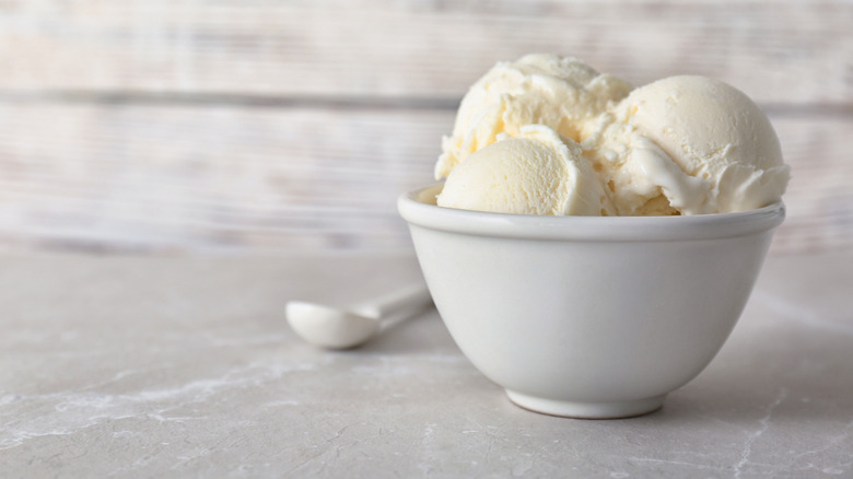 Vanilla ice cream white bowl