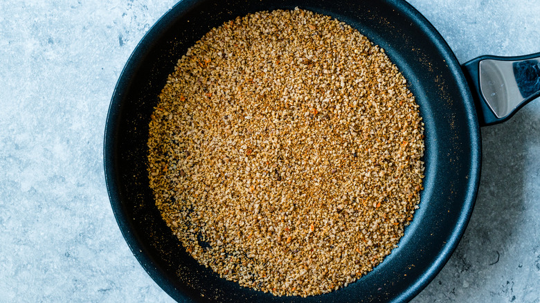 toasted breadcrumbs in pan