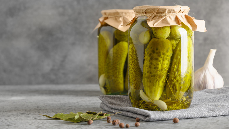 pickles in glass jars