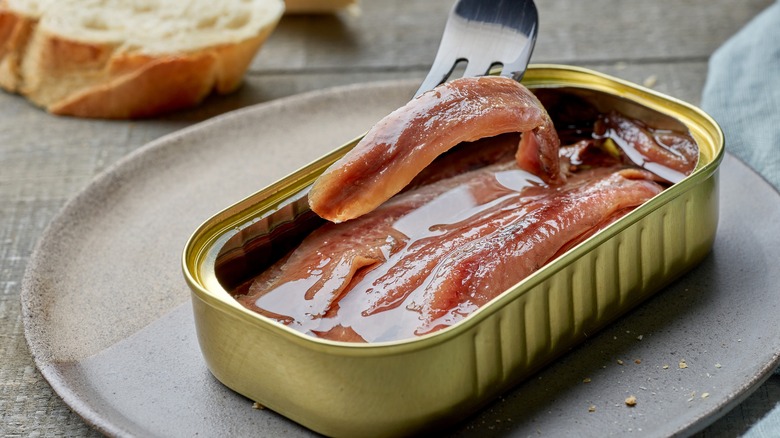 Anchovies in a tin