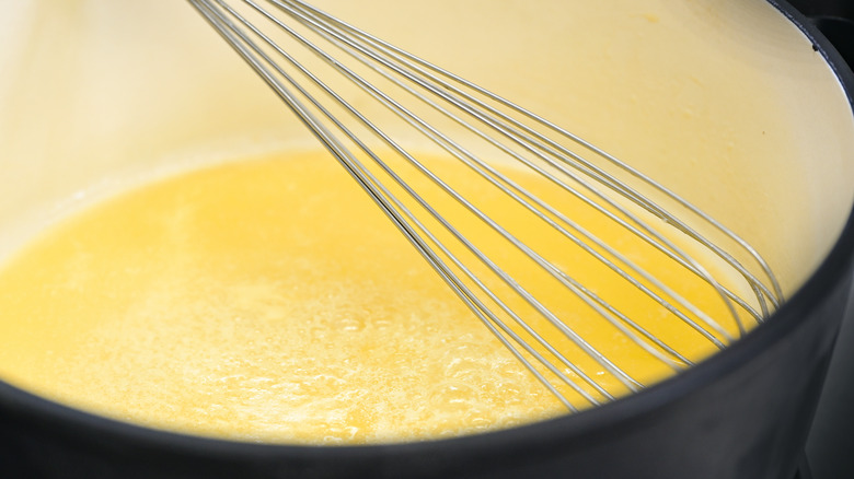 Custard on stove