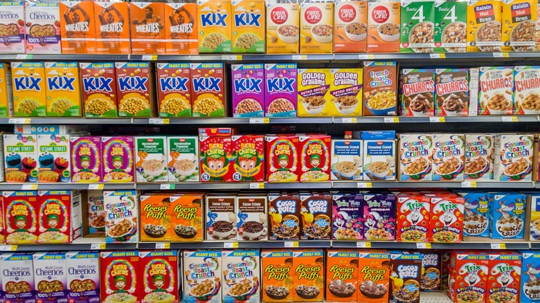 Grocery store cereal aisle