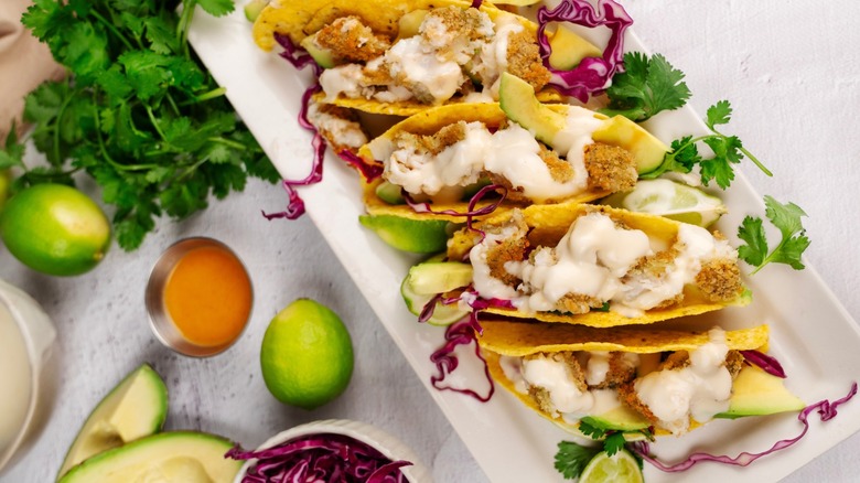 Fish tacos with lime and cabbage