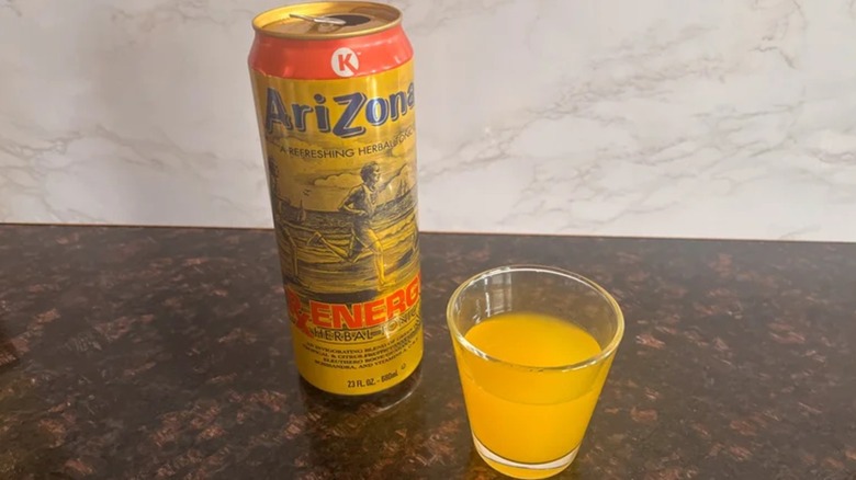 AriZona RX Energy Herbal Tonic can and cup