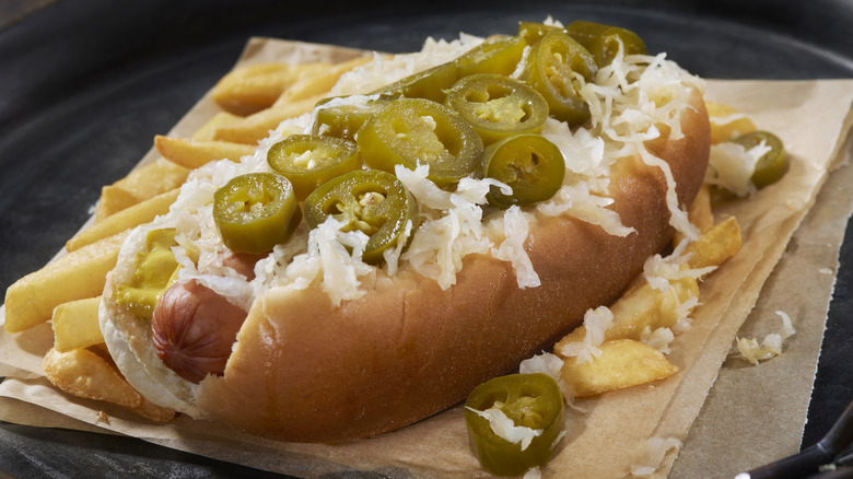 Hot dog with jalapenos