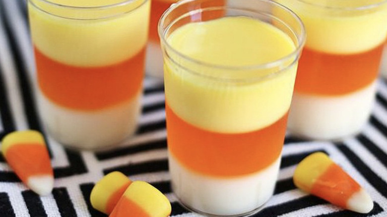 candy corn shots on table