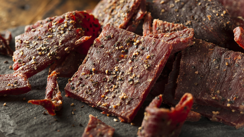 sliced beef jerky strips