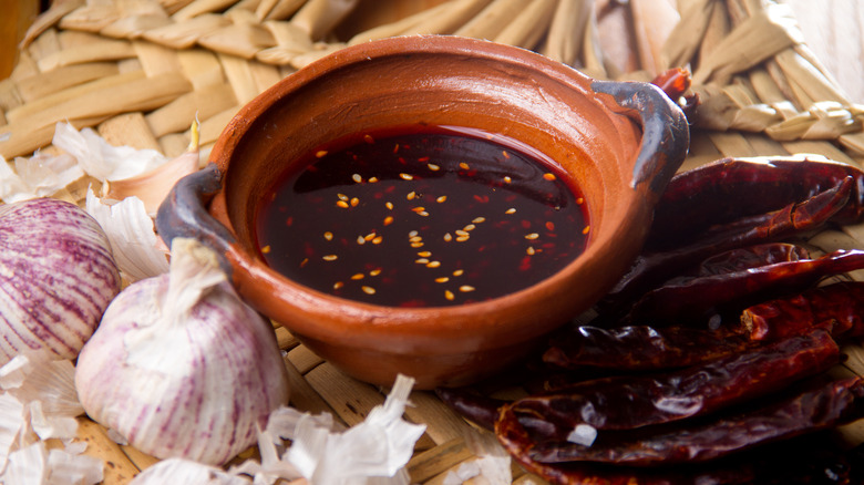 prepared bowl of salsa macha