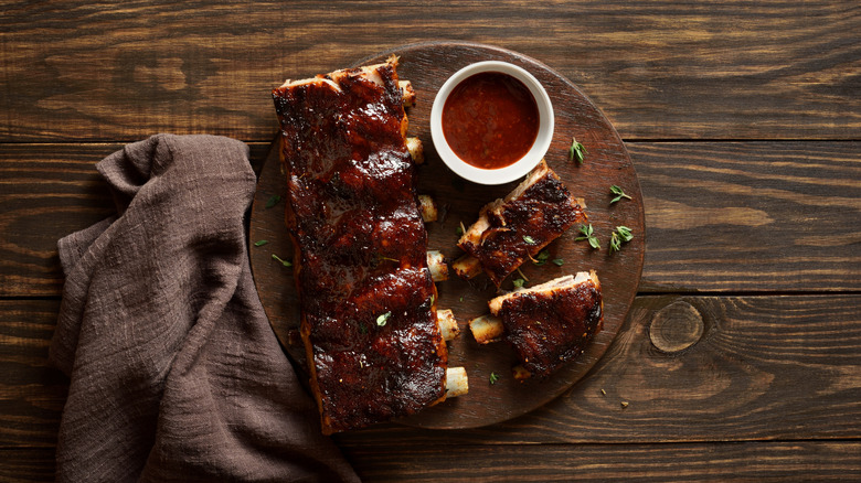 bbq ribs with homemade tonkatsu sauce